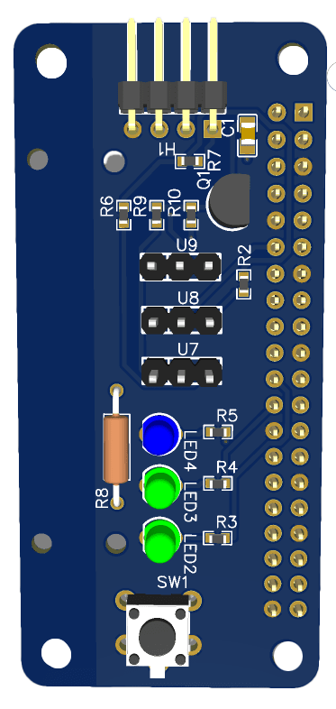 AirTime PCB hat - custom board with LEDs, jumpers, amplifier, and antenna pins